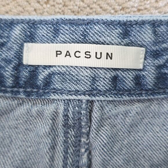 Pacsun High Rise Festival Medium Wash Distressed Jean Shorts - Size 26 - Picture 3 of 12